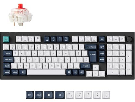 Keychron Q5 Max Wireless Custom Mechanical Keyboard, 2.4 GHz/Bluetooth/Wired Programmable Knob Full Aluminum 96% UK Layout with RGB Hot-swappable Gateron Jupiter Red Switch for Mac Win Linux