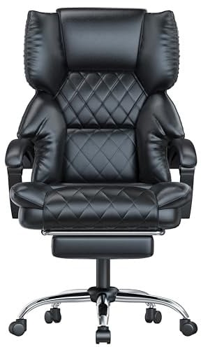 naspaluro Executive Ergonomic Office Chair with Footrest,Desk Office Chairs for Home, PU Leather Adjustable Big High Back Computer Chair,Desk Chairs with Lumbar Support