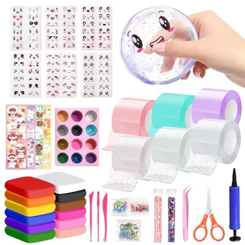 Giugio 70 Stück Nano Tape Bubbles Set, Doppelseitiges Klebeband Set, DIY Handwerk, Blasen Klebeband, Aufblasbares Bubble Tape, Spurloses Klebe Nano mit Pailletten Aufkleber