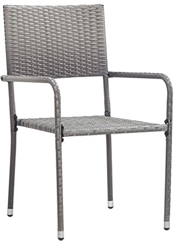 Wenjingqi-318719 Gartenstühle, stapelbar, 2 Stück, Polyrattan, Grau