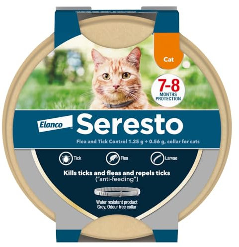 Seresto Flea and Tick Control Collar For Cats (1 Collar), Long-Lasting & Simple Treatment For Cats, 7-8 Months Of Protection, Keeps Pets Protected From Fleas & Ticks