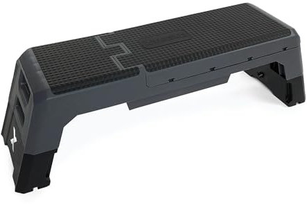 TREXO Aerobic Step 121,5 x 34,5 cm Für Cardio- und Fitnesstraining Verstellbare Höhe 21-35,5 cm Langlebig aus Polypropylen und TPR Hochwertiger Aerobic Step Grau