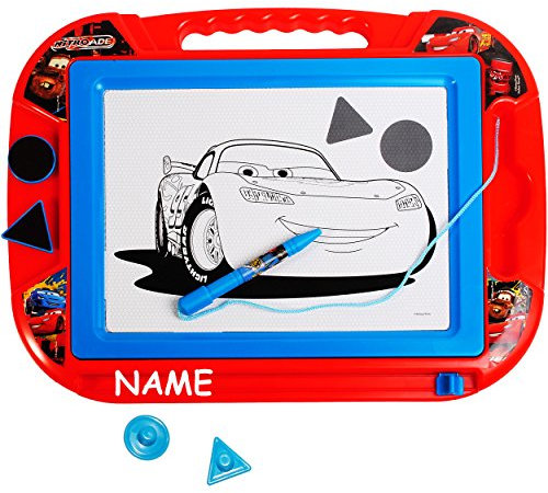 alles-meine.de GmbH große XL - Zaubertafel/magische Maltafel - Cars - Lightning McQueen - Auto - inkl. Name - 2 Stempel - Zeichentafel - Magnet Tafel - Kinder/wisch & Weg..