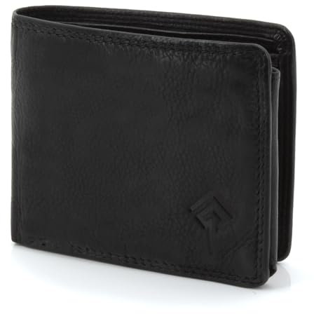 JOREY Mini Geldbörse Herren RFID Schutz - kleines Portemonnaie für Männer - Geldbeutel kompakt - Portemonnaie Kurzformat aus weichem Vintage-Leder (Schwarz)