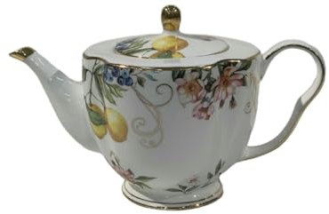 Théière en céramique anglaise vintage 1000 ml - Motif citron frais - Pot