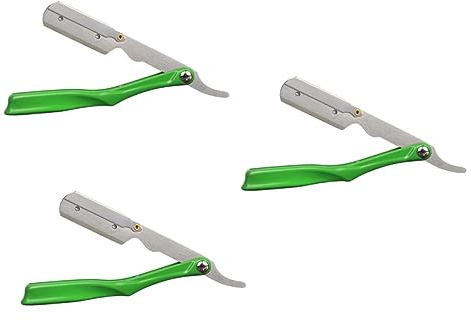 Healeved 3St für manuellen Rasierer Rasierklingenhalter Rasiermesser gerade Rasierklingen werkzeug Professioneller Friseurklingenhalter Klingenhalter aus Edelstahl Rostfreier Stahl