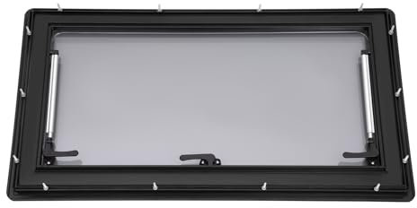 Finestra di esposizione per roulotte, finestra laterale e camper, finestra a spinta esterna, con tenda avvolgibile integrata e zanzariera per roulotte, furgone, camper (900 x 500 mm)