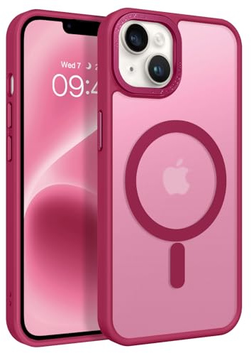 GaoBao für iPhone 14 Hülle, Handyhülle iPhone 14 [Kompatibel mit MagSafe] Durchscheinende Matte Magnetische Stoßfeste Anti-Fingerabdruck Schutzhülle Handyhülle für 6.1 Case, Pflaumen Rot