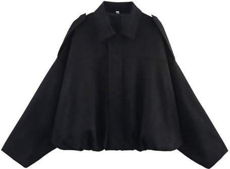 Xunger Women's Faux Suede Bomber Jacket Spring Lapel Pilot Coat Casual Oversized Long Sleeves Trendy Streetwear Outerwear, Black, Large