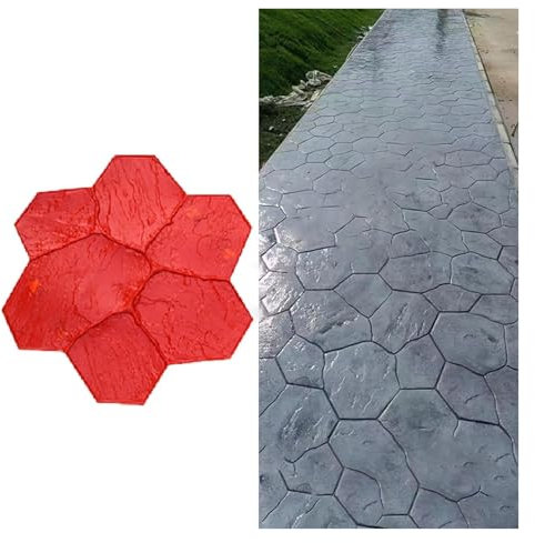 Betonstempel, Rote Pflaumenblüten-Form for Betonstrukturierung, Steinblumen-Beton-Stempelformen, flexible Floppy-Matte for Gehwege und Wände im Freien