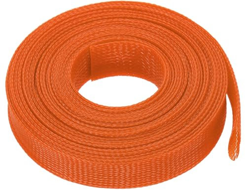 sourcing map Expandable Sleeving, 1 15/16-inch 25ft Cable Sleeve, Orange