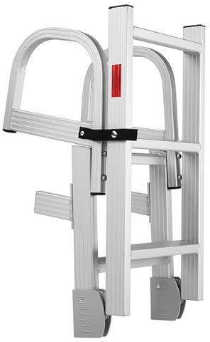 LBMED Escalera Plegable 5 Escalones para Pontón, Escalera Cuerda Extensible De Aluminio con Pasamanos Antideslizantes Y Banda Goma,soporta 200kg, Resistente Al Sol Y a La Lluvia, No Se Oxida