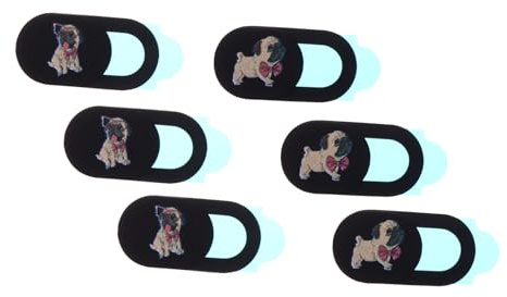 NUOBESTY 6 Stück Packung Webcam Schutz Abdeckungen ABS für Smartphone und Tablette Sichtschutz mit Hundemotiv Leicht und Platzsparend zu Verwenden