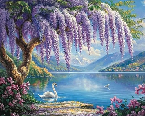 Latch Hook Rug Kits Wisteria Tree 39X55In/100 X140Cm Christmas Rug Making Kits for Beginners Adults Kids Tapestry Kits Embroidery Kits Craft Kit Carpet Doormat Creative Gift Home Decoration