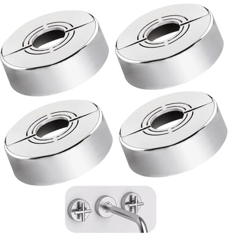 4 Stück Duscharmatur Rosette 3 Größen in 1, geteilte Heizungsrohr Rosette Ø 20/25/33 mm aus ABS, Rohrabdeckung für Wasserhahn, Heizkörper, Duscharmaturen und Rohrdurchführungen