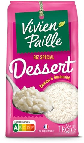 VIVIEN PAILLE - Riz Rond Spécial Dessert - Douceur & Onctuosité · Riz origine France · Texture Crémeuse et Fondante Irrésistible - le paquet de 1 kg - Le Lot De 4