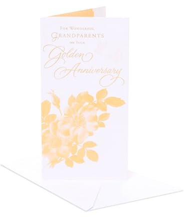 UK Greetings 50th Wedding Anniversary Card for Grandparents | Floral Design | Happy Anniversary | Greeting Card | Her/Him | With Envelope | 139 x 216 mm