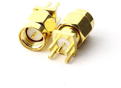 maxmoral 5 x SMA Stecker PCB Panel Edge Mount Stecker mit 4 Pins Stand gerade Connector RF Koax Adapter