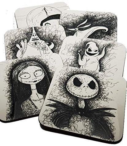 Nightmare Before Christmas coasters from Original Artwork by NJP Pastel Art