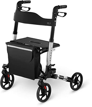 Uniprodo UNI_ROLL_01 DF Rollator faltbar Empire Silver Leichtgewichtrollator Gehhilfe klappbar