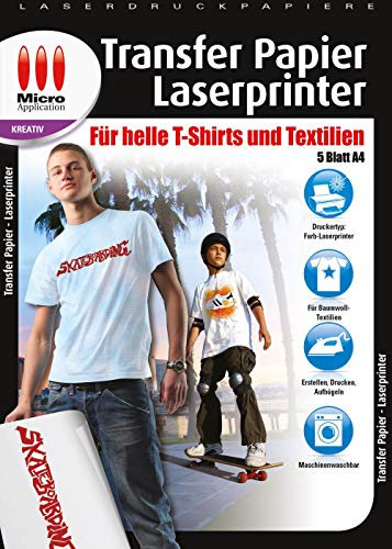 Transfer-Folie - für helle T-shirts und Textilien! 5 Folien + 1 Pergamentpapier