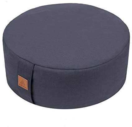 FelizMax Zafu Cuscino da meditazione con grano saraceno, cuscino da yoga di alta qualità per sedersi sul pavimento con cerniera, copertura in cotone grigio scuro 40.6 cm