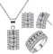 Uloveido Rhodium Plated Oval Zirkonia Halskette Ohrringe und Ringe Set, Mode Kristall Hochzeitsschmuck Set Gfits für Frauen T502 (Weiß, Größe 52)