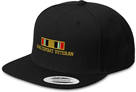 Speedy Pros Snapback-Hüte für Damen und Herren, Motiv: Irak-Kampfkrieg, Veteranen-Flagge, Stickerei, Acryl, flache Schirmmütze, schwarzes Design, Schwarzes Design., Einheitsgröße
