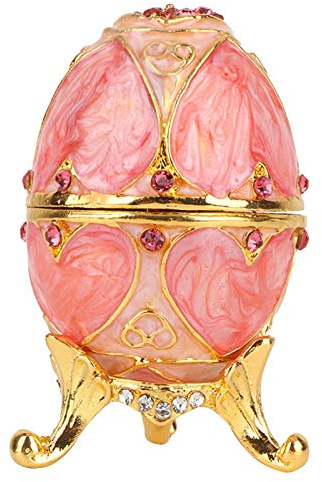 Pssopp Style Egg Handbemaltes Vintage Egg Emailliertes Egg mit Shinny Diamonds für Easter Egg Trinket Box