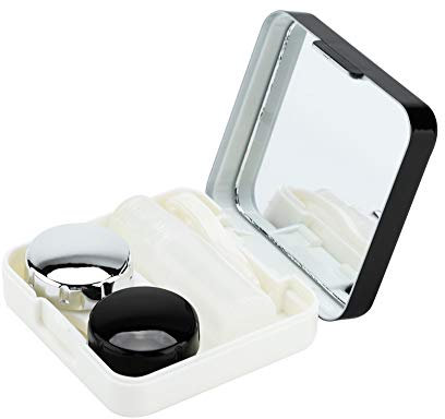 5 couleurs Mini boîte conteneur porte-lentilles de Portable Mini mignon Kit de voyage pour lentilles de adapté à la maison et aux voyages(03# Noir)
