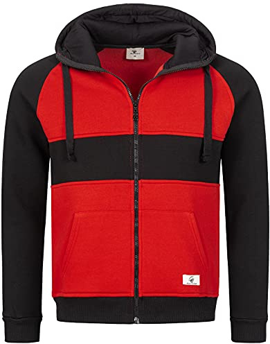 Rock Creek Sweatjacke Herren Hoodie Reißverschluss H-278 Rot-Schwarz M