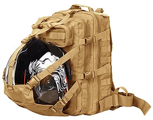 Seibertron Waterproof Large Capacity Molle Motorcycle Helmet Holder/Cycling Helmet Storage/Hiking Helmetcatch Bag/Backpack Also Fit Basketball Football Soccer Backpack Khaki