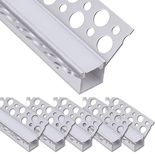 .one-bath LED Trockenbauprofil 2m I LED Rigips Profil I 5x2m Innenecke I Alu Trockenbaueckprofil für LED-Streifen I Aluprofil I Decke I Wand