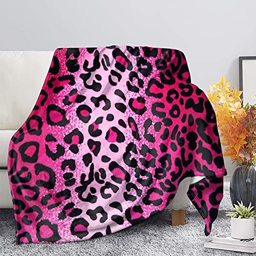 UOIMAG Couverture polaire douce et légère avec imprimé léopard rose pour chambre/salon/voiture/extérieur (140 x 180 cm)