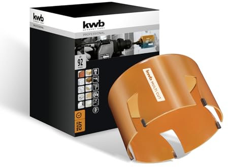 kwb Scie cloche Ø 105 mm avec dents brasées à haute température, affûtées au diamant, évacuation rapide des copeaux, foret de centrage de 6 mm pour une utilisation universelle