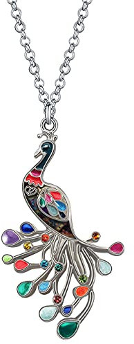 WEVENI Emaille Kristall Pfau Kette Halskette Vögel Anhänger für Frauen Mädchen Mode Schmuck Charme Peacock Geschenk (Mehrere)