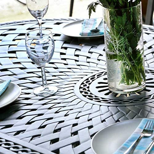 Lazy Susan 208 cm Ovaler Catherine Gartentisch in Schiefergrau mit 8 Rose Stühlen und grüne Sitzkissen | Nachhaltiges Sandguss-Aluminium | Wetterfest | Rostfrei | Wartungsarm | 3 Jahre Garantie