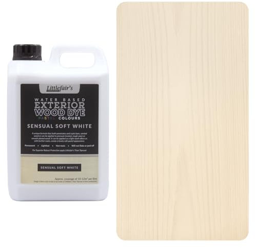 Littlefair's Tinte para Madera Exterior 2.5ltr - Acabado Premium, Fácil de Usar y Limpiar Tinte Madera - Basado en Agua, Seguro y Ecológico - Disponible en Muchos Colores - Color: Blanco suave sensual