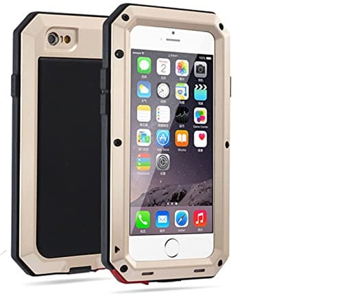 FORFC Luxury Doom Armor Life Shock Dropproof Shockproof Metal Aluminum + Silicone Protective Case for iPhone 13 12 11 Plus X XS MAX 2022 (Color : Gold, Size : for iPhone 12)