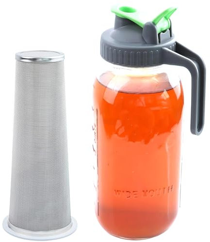 Cold Brew Einmachglas, Eiskaffeemaschine, 1,8 l, breite Öffnung, Krug mit Kaffeefilter, lebensmittelecht, luftdicht und auslaufsicher, 2 l