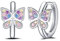 Jrêveinfini Schmetterling Ohrringe Damen Mädchen Kinder Silber 925, Schmetterling Ohrringe Creolen Mädchen Damen Silber Bunt Geschenk für Mädchen Frauen