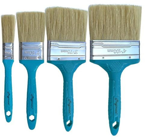 Magimate Lot de 4 pinceaux à taches de 2,5 cm, 5,1 cm, 7,6 cm et 10,2 cm, pinceaux à poils naturels mélangés avec des pinceaux synthétiques, pinceaux de teinture variés