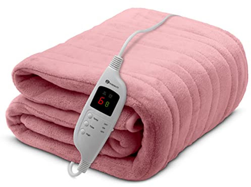 PureMate CozyMate Heated Throw - Luxurious Electric Blanket - Large Heated Blanket with 9 Heat Settings and Timer Function, Machine Washable Fleece with Digital Controller - Size 160 x 130cm