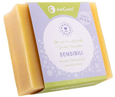 AniCanis Sensibli Fellseife für Hunde - Sensible Haut & Fellpflege - 85g | vom Tierheilpraktiker, Pflege-Seife mit Bio Olivenöl, kurzhaarige & langhaarige Felltypen, Reinigung, empfindliche Haut