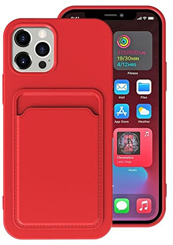 König Design Handyhülle kompatibel mit Apple iPhone 12 Schutzhülle Case Cover Kartenfach Rot