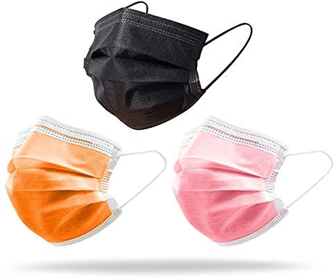 S&S Medical ITALIANE 50 mascherine chirurgiche 3 veli certificate CE mascherina chirurgica nera arancio rosa dispositivo Medico di tipo 2r + gancio salva orecchie in regalo