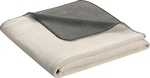 biederlack Wohndecke Duo Cotton Melange Baumwollmischung Natur-Graphit Größe 150x200 cm