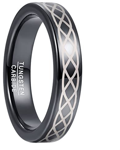 Corato 4mm Wolframcarbid Ring mit Keltischer Drache Inlay Schwarz Hochzeit Verlobung Ring für Herren Damen Hoch Poliert Größe 49(15.6)