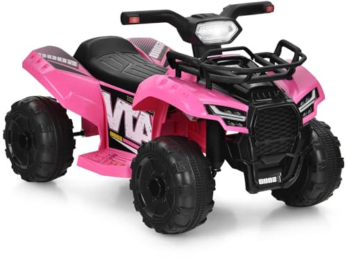 RELAX4LIFE Macchina Elettrica per Bambini 6V 4Ah, Quad Elettrico con 1 Posto, Ruote Larghe e Resistente,Musica, Clacson,Luci,2 km/h, 18-36 Mesi,