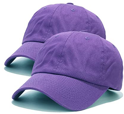 NPQQUAN Casquette de baseball classique originale à profil bas, chapeau de golf pour papa, chapeau réglable en coton pour hommes et femmes, casquette unie non construite, 2 pièces violettes, taille